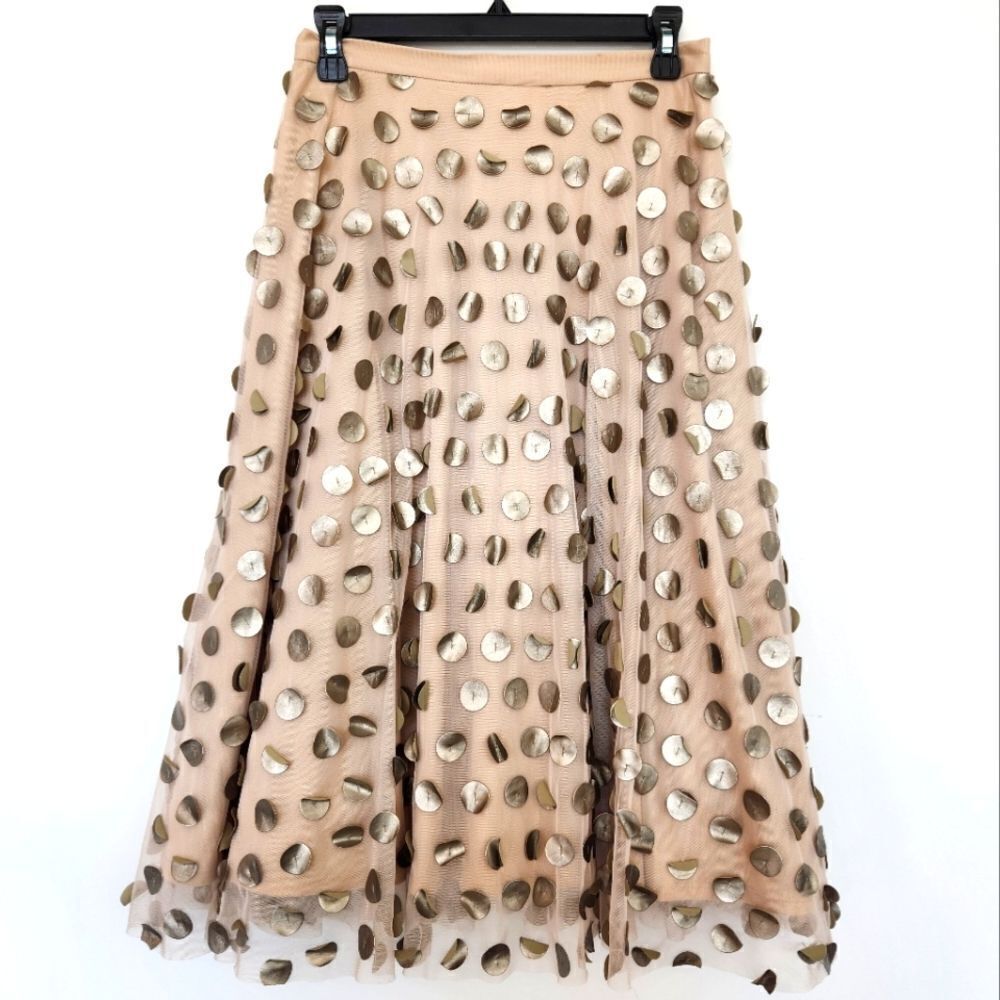 NWOT Eva Franco Anthropologie Gold Shimmer Spot Skirt
